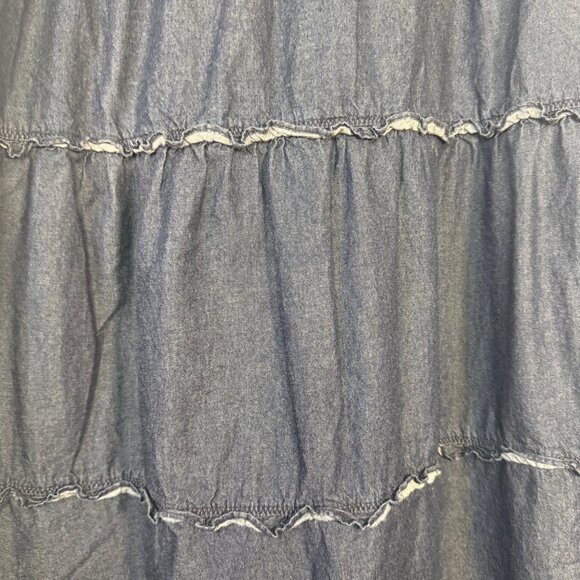 Avenue Jeans Denim Maxi Skirt Tiered Blue Lightweight Cotton Boho Size 30 32 - Picture 2 of 6